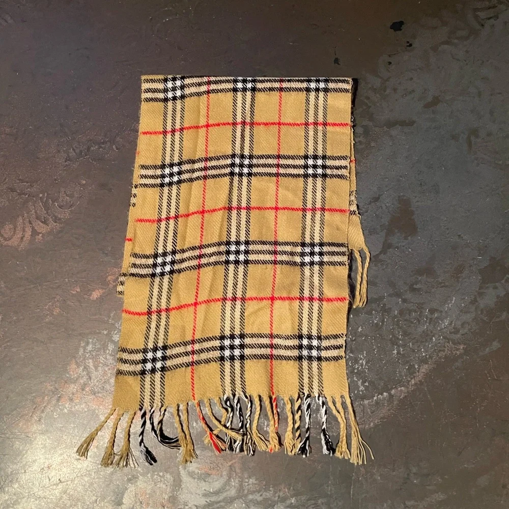 Burberry Beige and Black Plaid Scarf